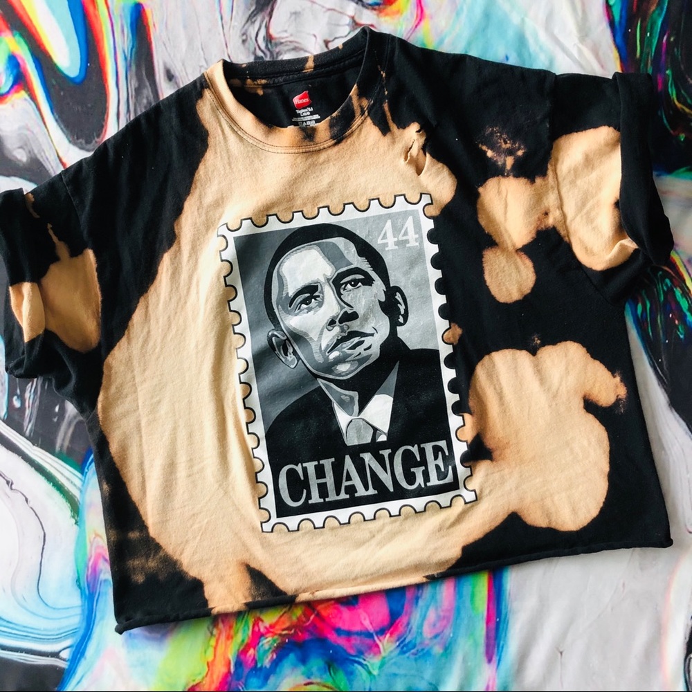Obama Reworked Acid Wash Distressed Crop L - Picture 2 of 5
